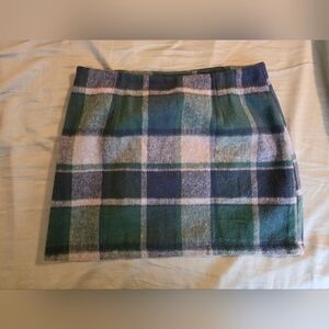 Plaid Skirt - Blue and Green